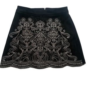 Black Mini Skirt with Embroidered Detail S